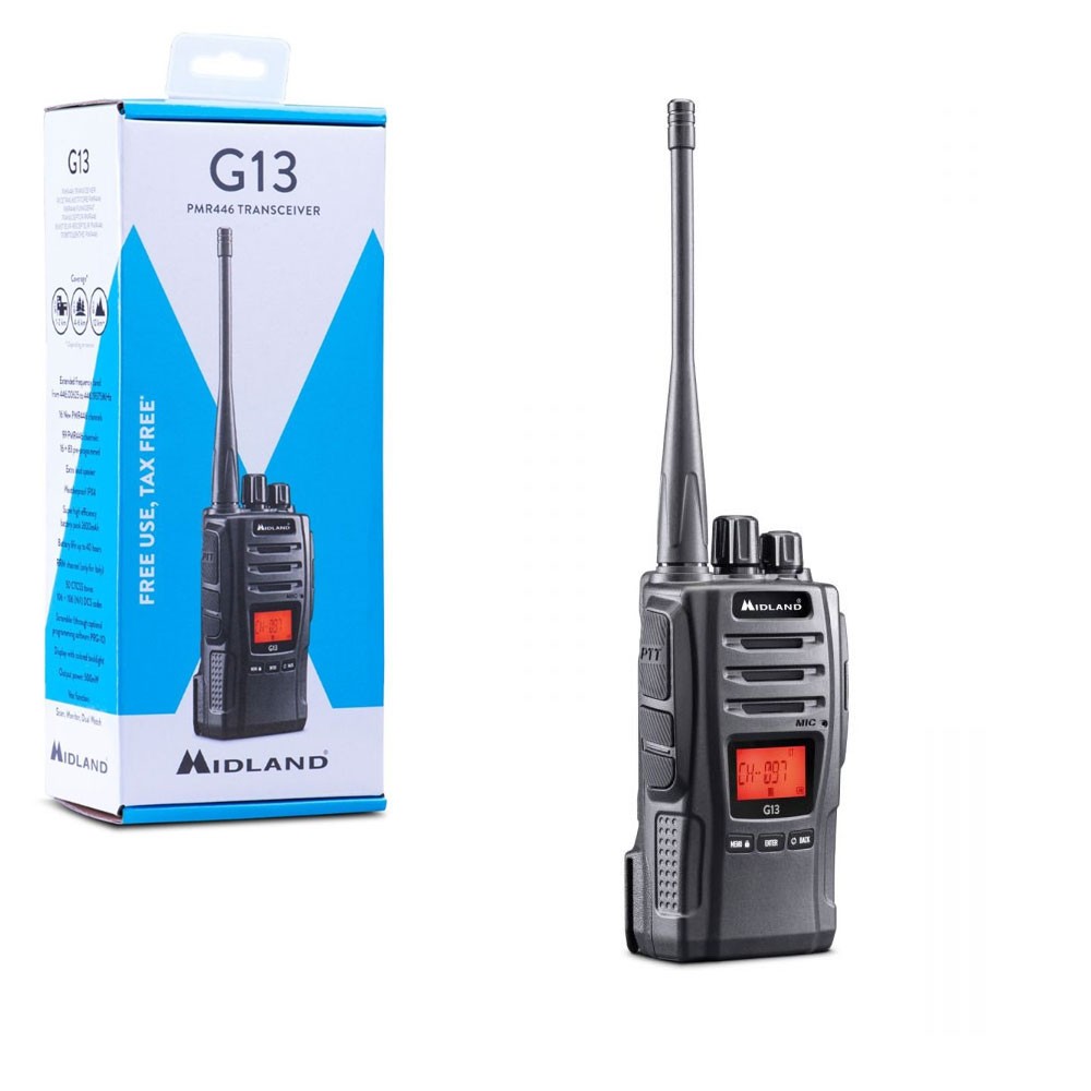 MIDLAND G13 RADIO RICETRASMITTENTE PORTATILE WALKIE TALKIE PMR446 IPX4 - Walkie Talkie Immagine Immagine